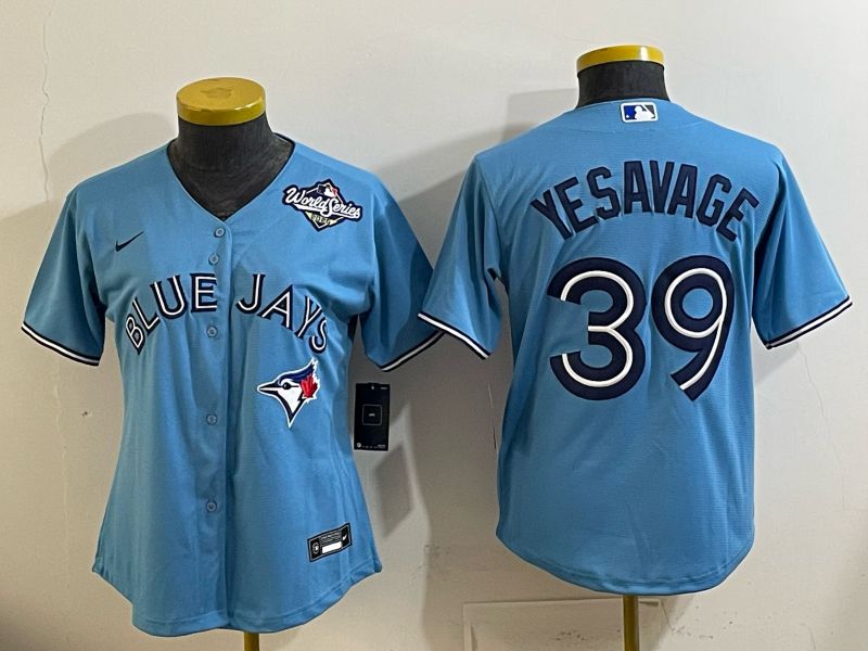 Women 2025 Nike Toronto Blue Jays #39 Yesavage Light Blue Game MLB Jersey 01